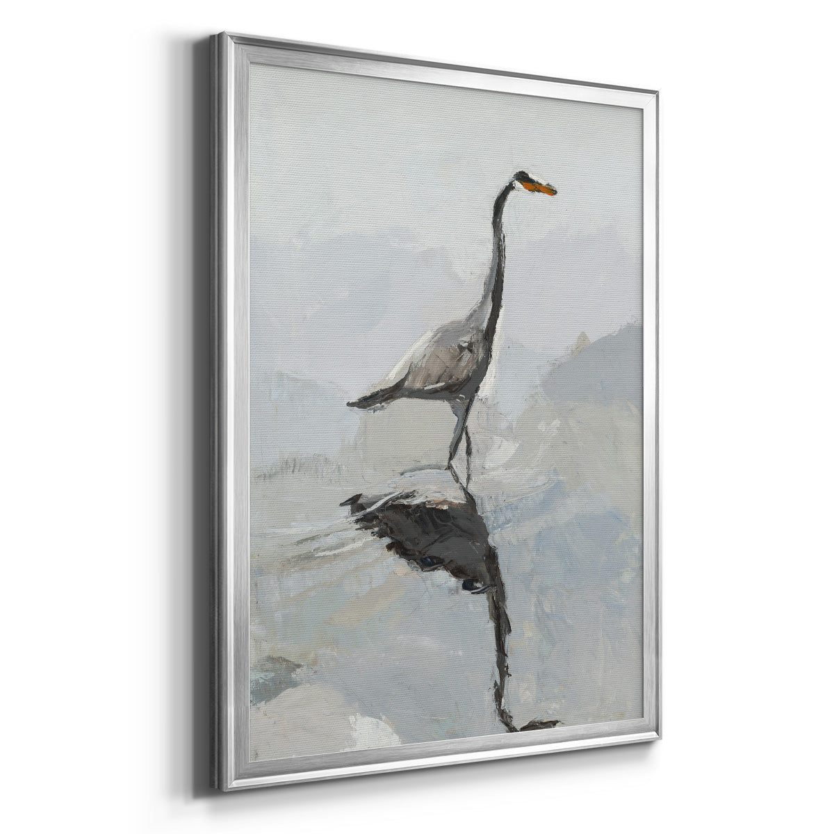 Heron - Modern Framed Canvas Print