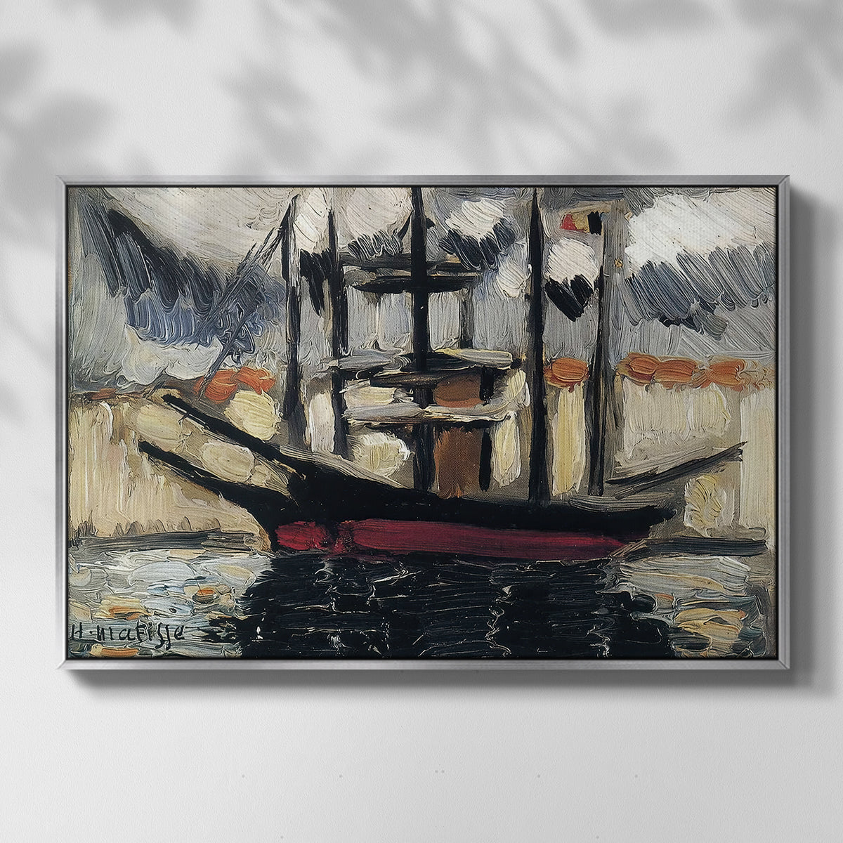 Two Boats Side by Side, Port of Marseilles, c. 1916 - Floater Framed Canvas Print