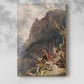 Canvas art print of a natural scene with figures in outdoor setting and soft tones with a soft shadow on a white background.