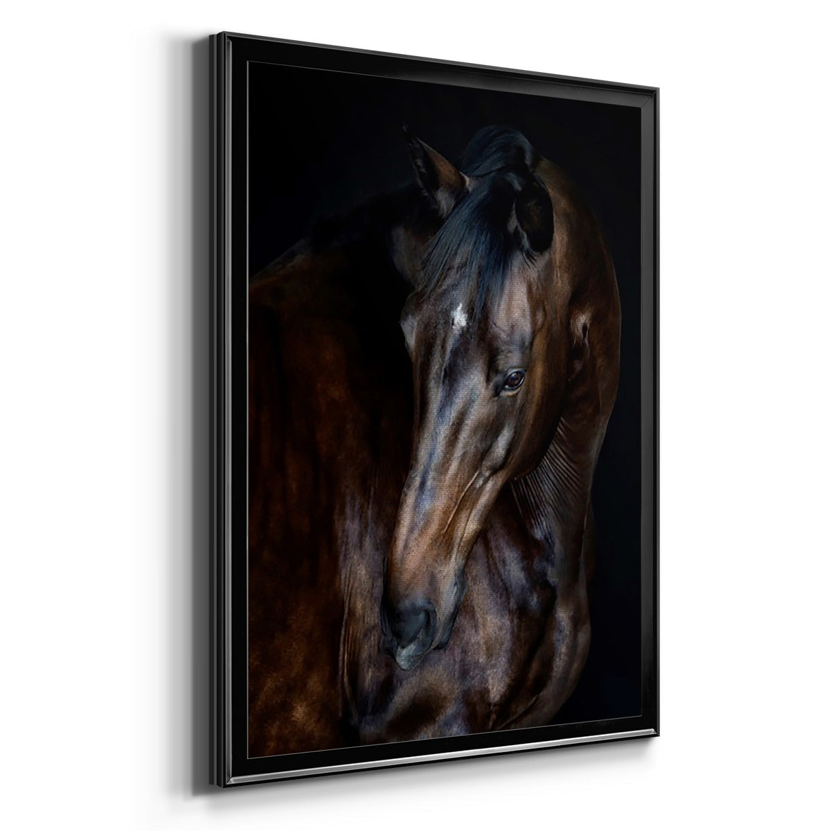 Sunlit Horses I - Modern Framed Canvas Print