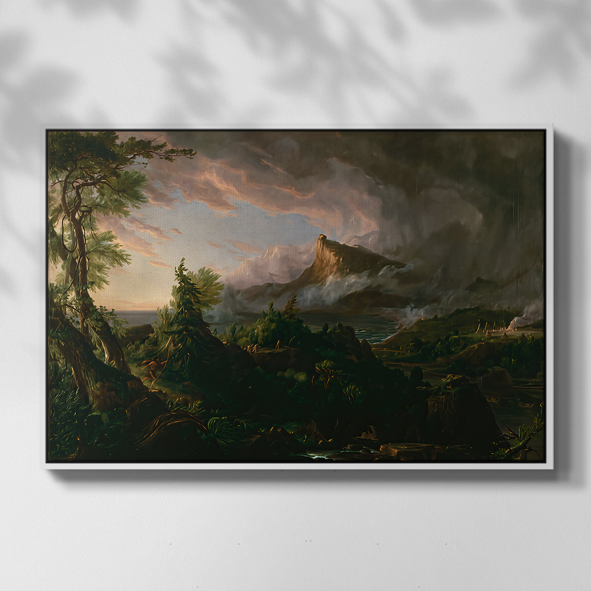 The Course of Empire: The Savage State, 1834 - Floater Framed Canvas Print