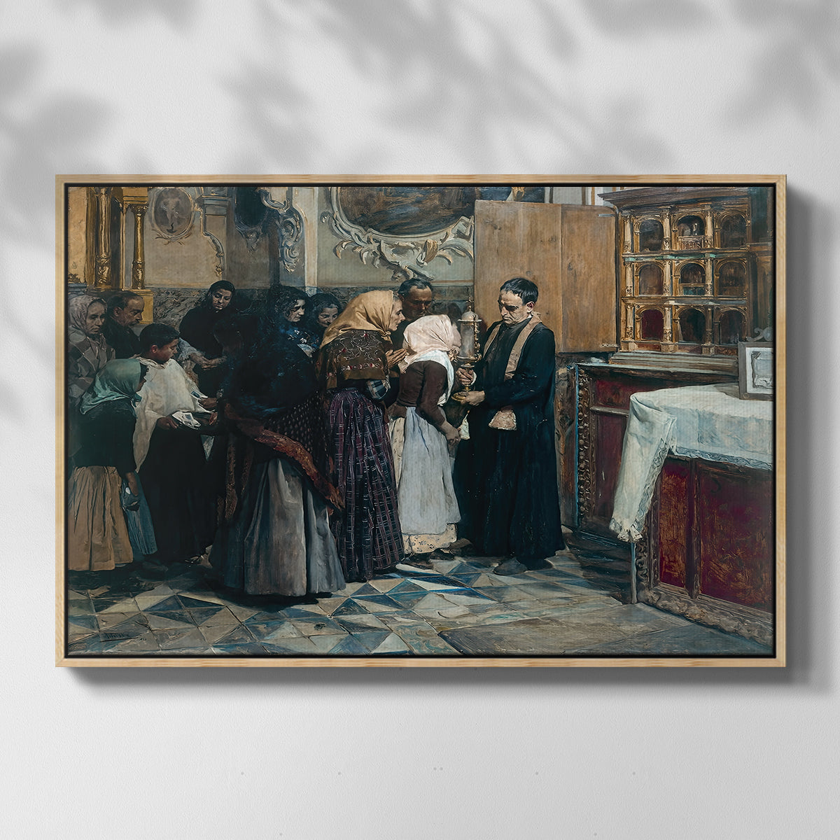Kissing the Relic, 1893 - Floater Framed Canvas Print