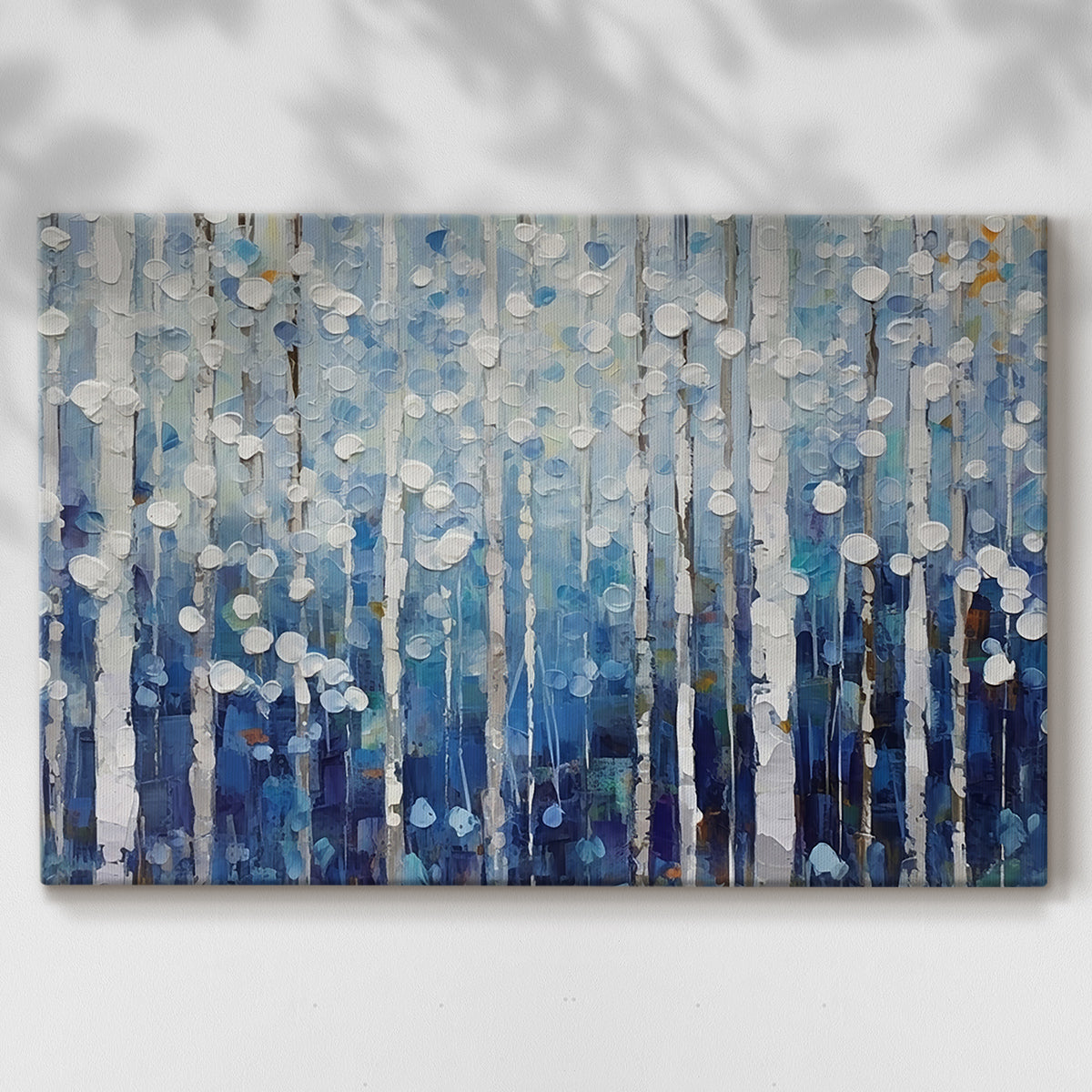 abstract,painting,trees,leaves,blue,texture,art,forest,vibrant,colors,nature,design,contemporary,textured,tranquil,foliage,modern,visual,canvas,background,landscape,round,pattern,white,serene,shades,impressionist,beauty,brushstrokes,home decor,wall art,creative,scenery,colorful,decorative,artwork,unique,style,aesthetic,mixed media