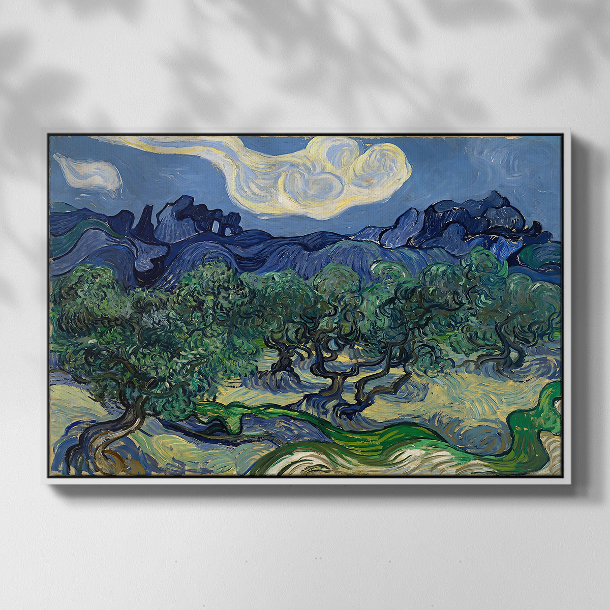 Olive Trees with the Alpilles in the Background, 1889 - Floater Framed Canvas Print