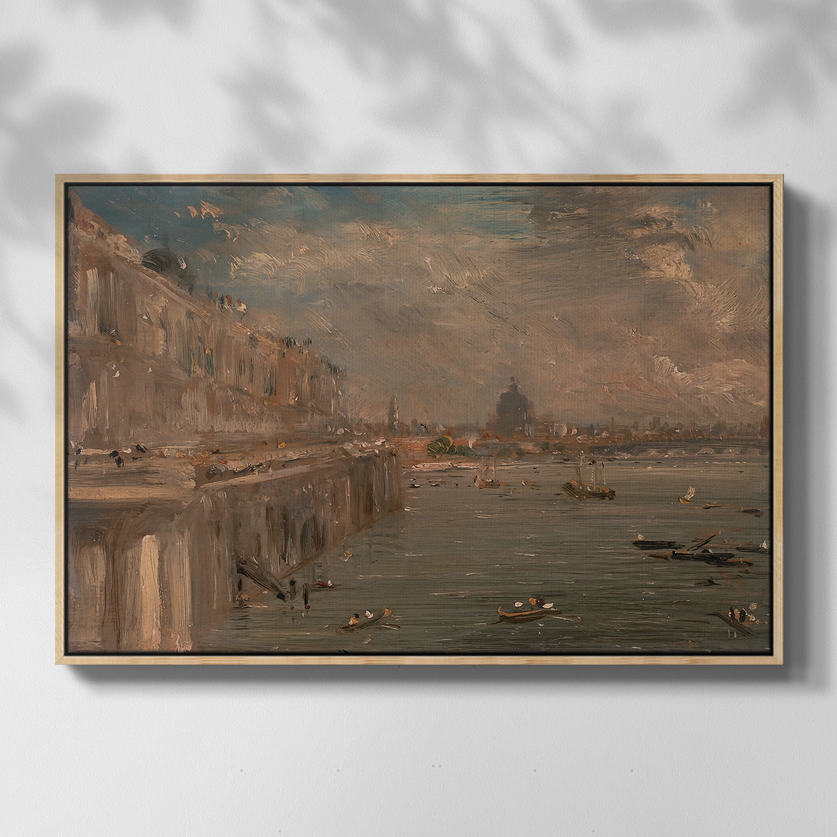 Somerset House Terrace from Waterloo Bridge, c. 1819 - Floater Framed Canvas Print