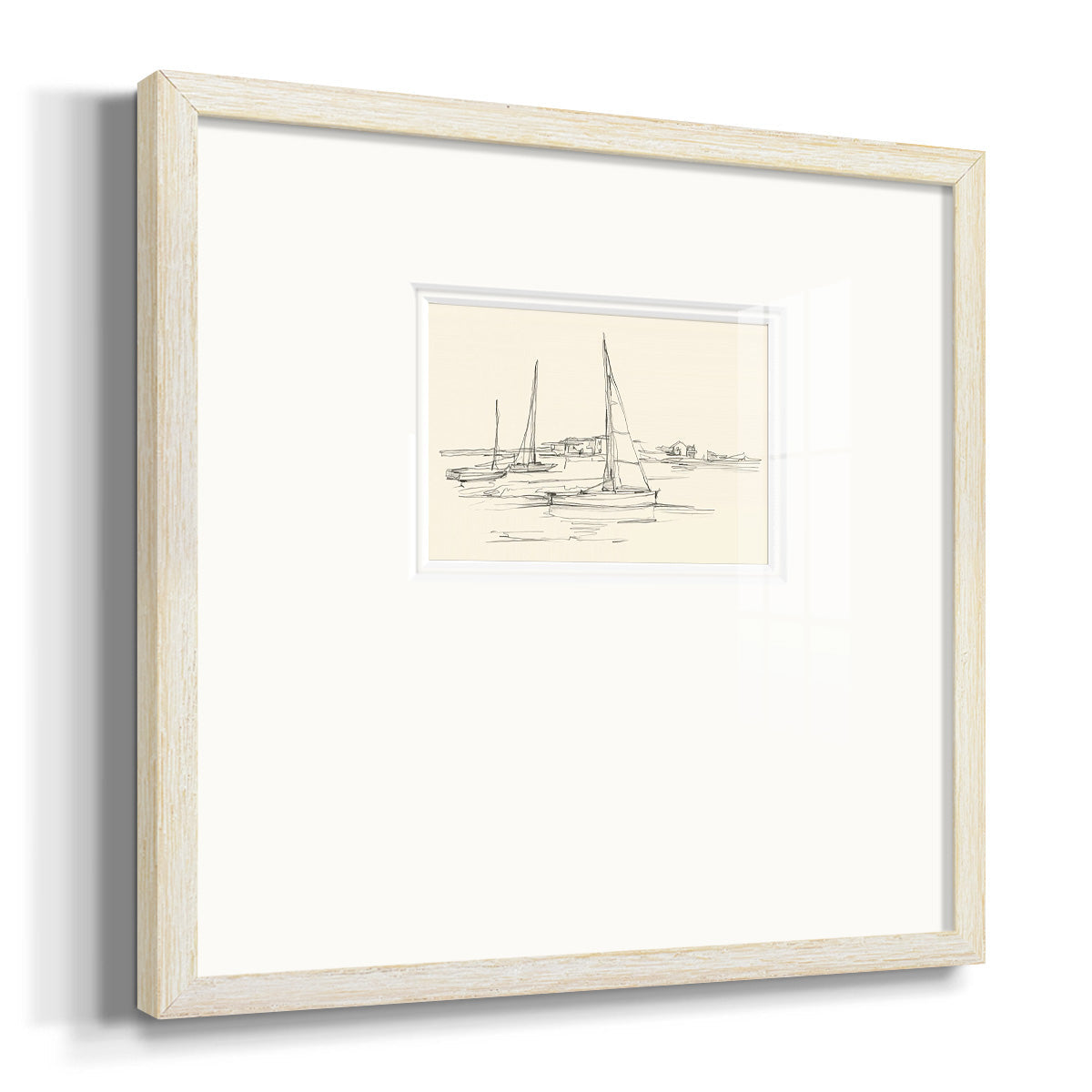 Coastal Contour Sketch I Premium Framed Print Double Matboard