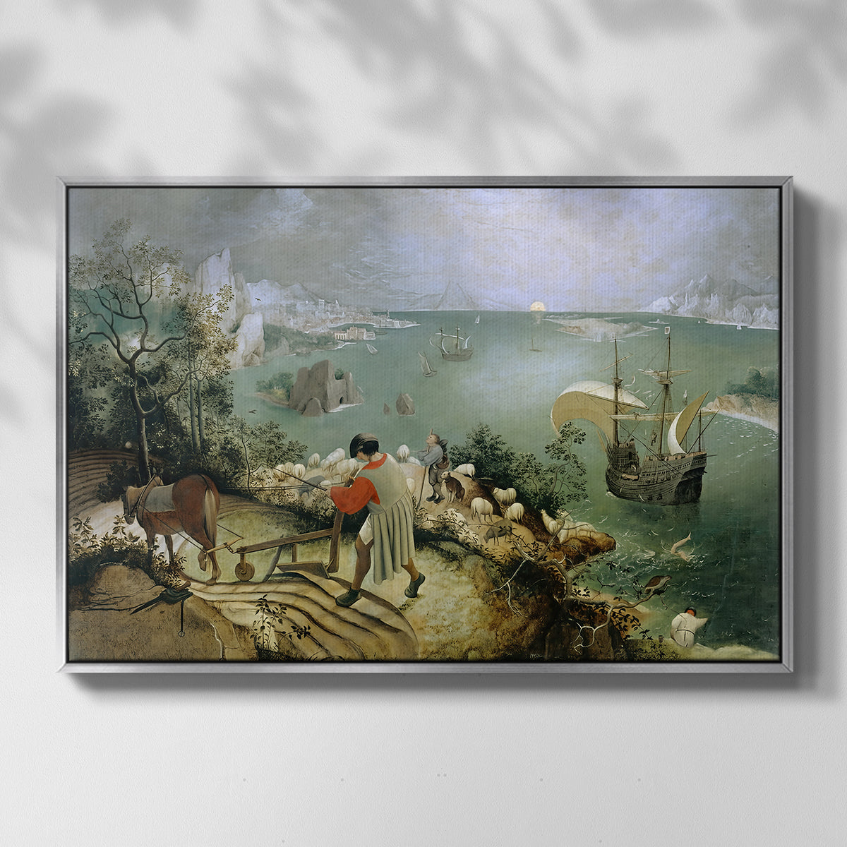 Landscape with the Fall of Icarus, c. 1560 - Floater Framed Canvas Print