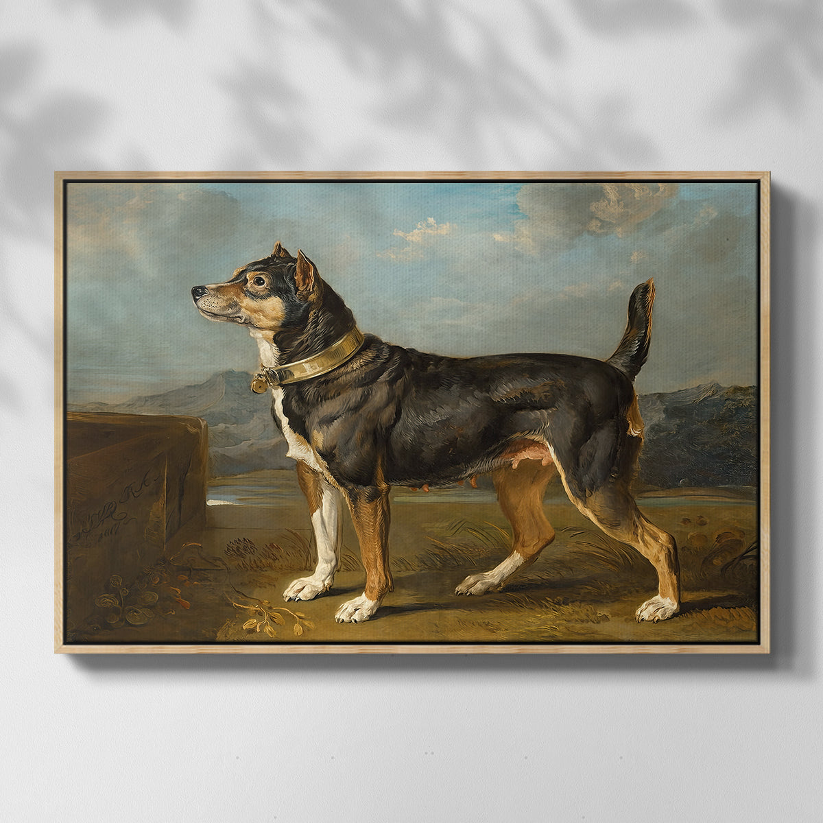 A Terrier in a Landscape, c. 1811 - Floater Framed Canvas Print