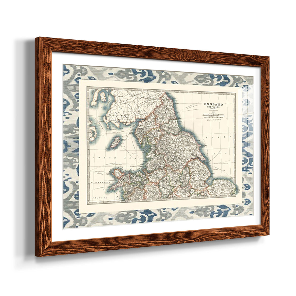 Bordered Map of England & Wales-Premium Framed Print - Ready to Hang