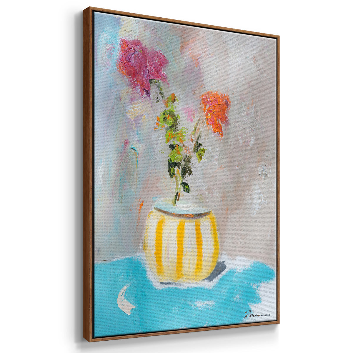 Coin Purse Full of Petals - Floater Framed Canvas Print