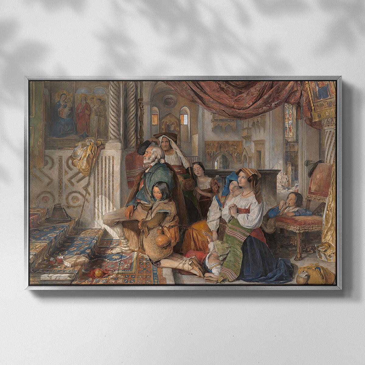 Roman Pilgrims, 1854 - Floater Framed Canvas Print