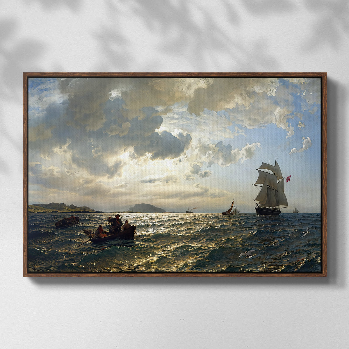 Fresh Breeze on the Norwegian Coast, 1876 - Floater Framed Canvas Print