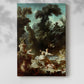 Canvas art print of a playful outdoor composition with figures in motion with a soft shadow on a white background.