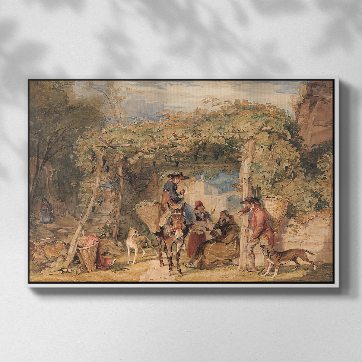 Figures and Animals in a Vineyard, c. 1829 - Floater Framed Canvas Print