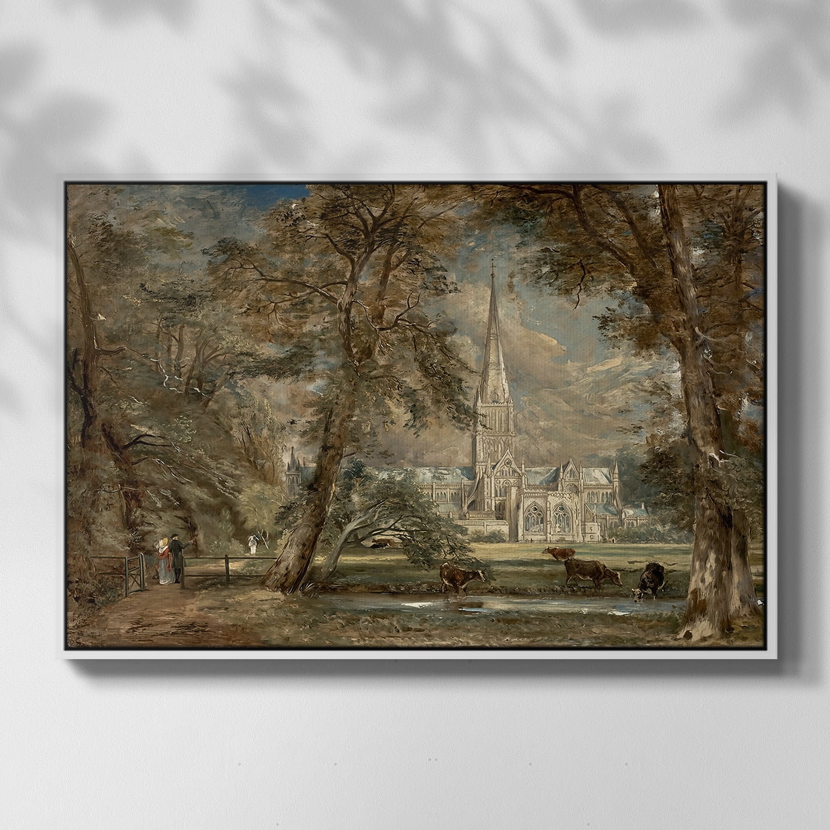 Salisbury Cathedral from the Bishop's Grounds, c. 1822-1823 - Floater Framed Canvas Print