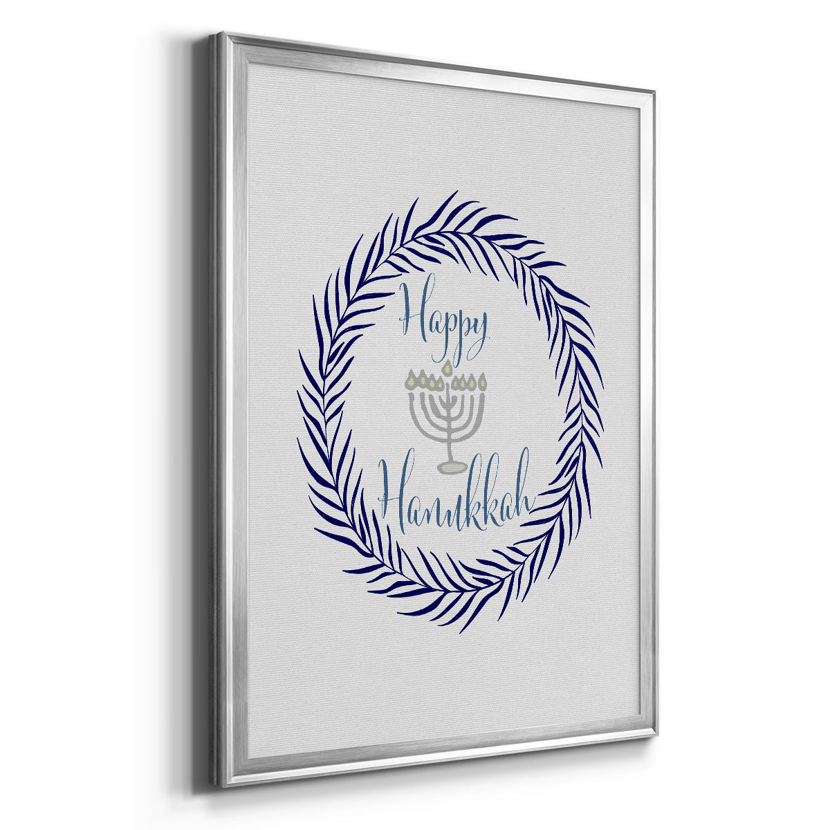 Hanukkah Wreath - Modern Framed Canvas Print