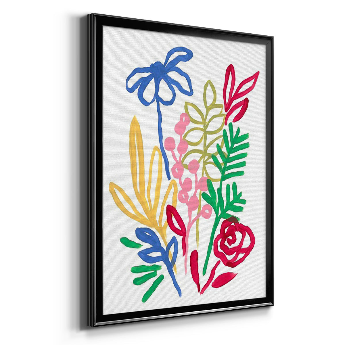 Bold Brushstroke Blooms I - Modern Framed Canvas Print