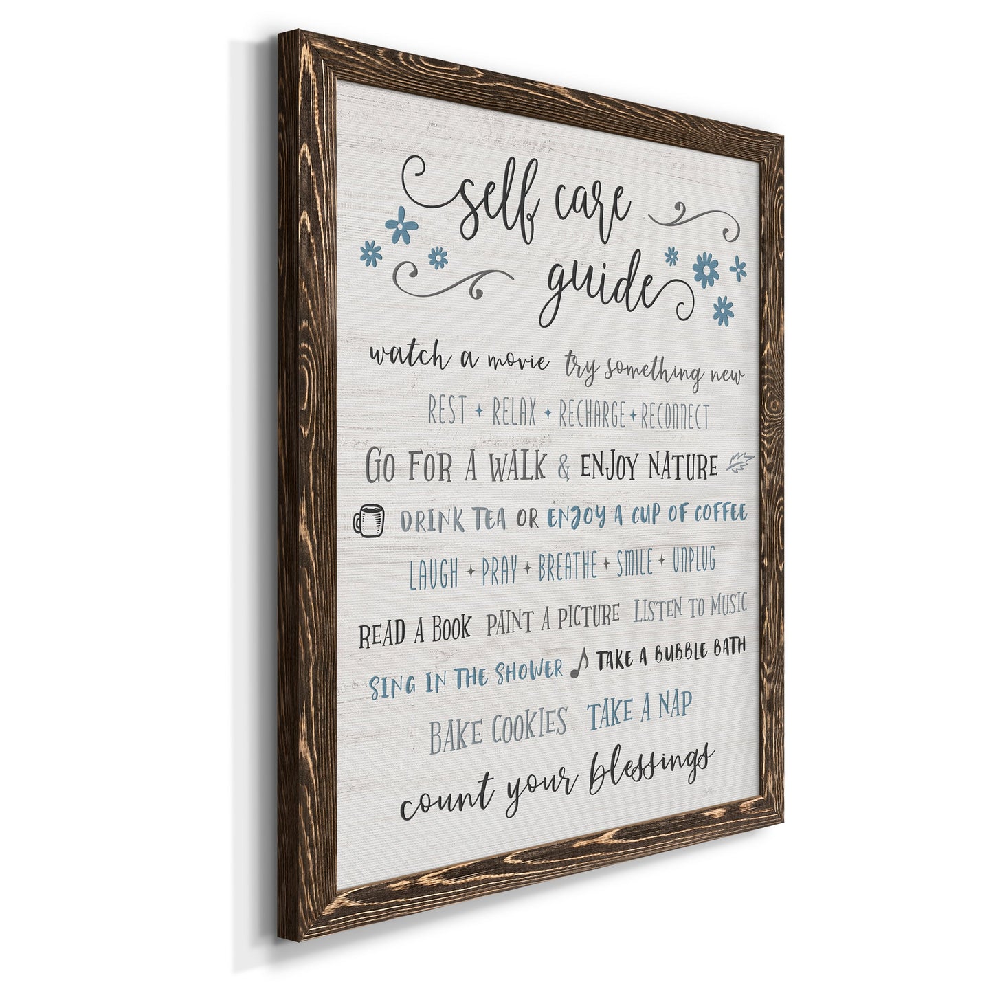 Guide to Self Care - Premium Canvas Framed in Barnwood - Ready to Hang