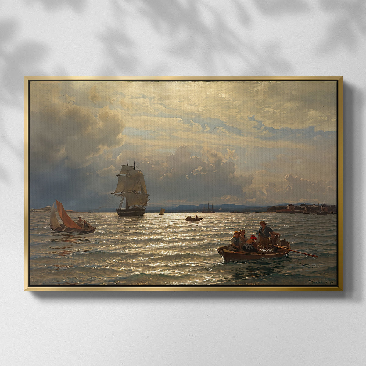 From the Inlet of Oslo, 1874 - Floater Framed Canvas Print