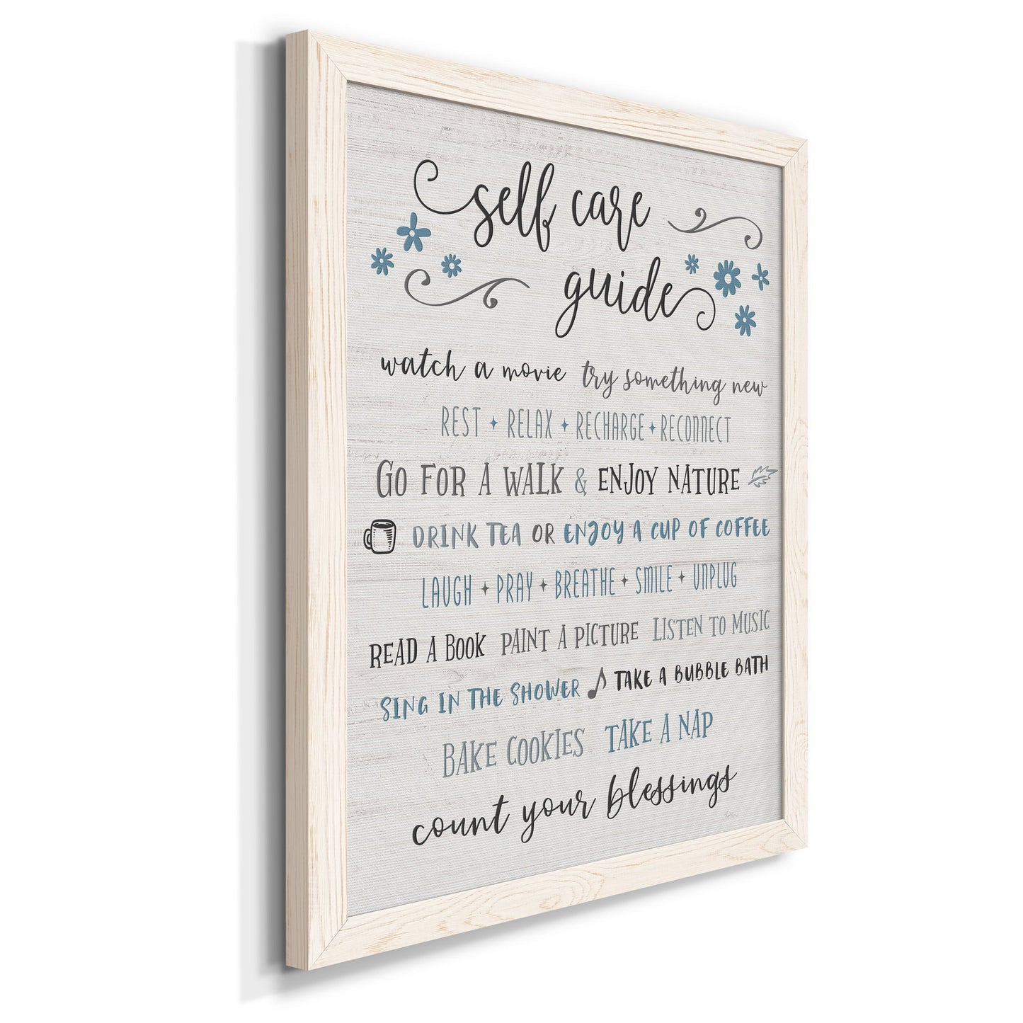 Guide to Self Care - Premium Canvas Framed in Barnwood - Ready to Hang