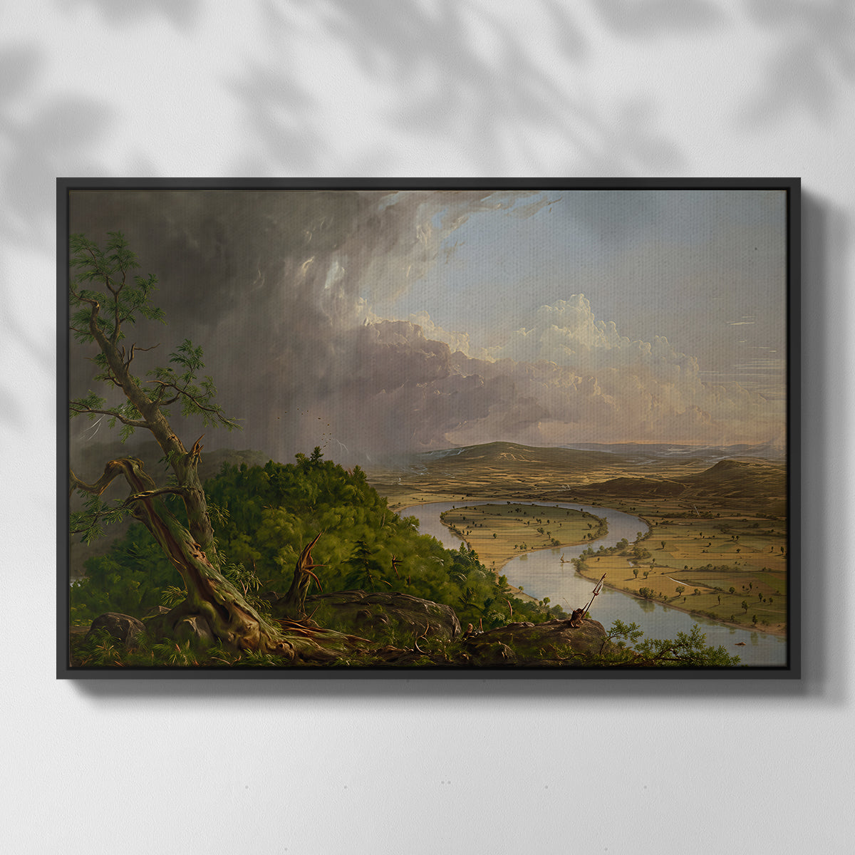 View from Mount Holyoke, Northampton, Massachusetts, after a Thunderstorm (Oxbow), 1836 - Floater Framed Canvas Print