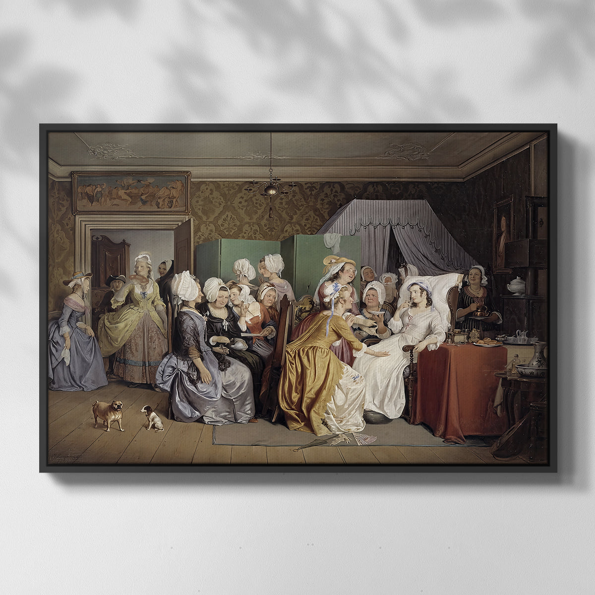 The Maternity Room (Scene from "Barselstuen"), 1845 - Floater Framed Canvas Print