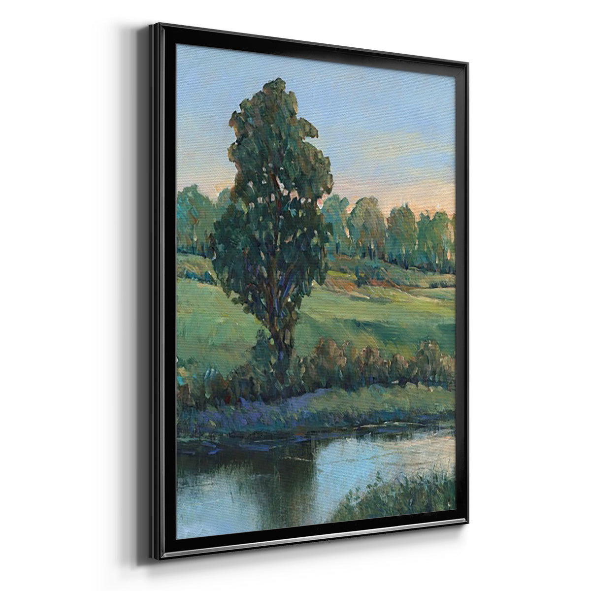 Tree by the Riverbank II - Modern Framed Canvas Print