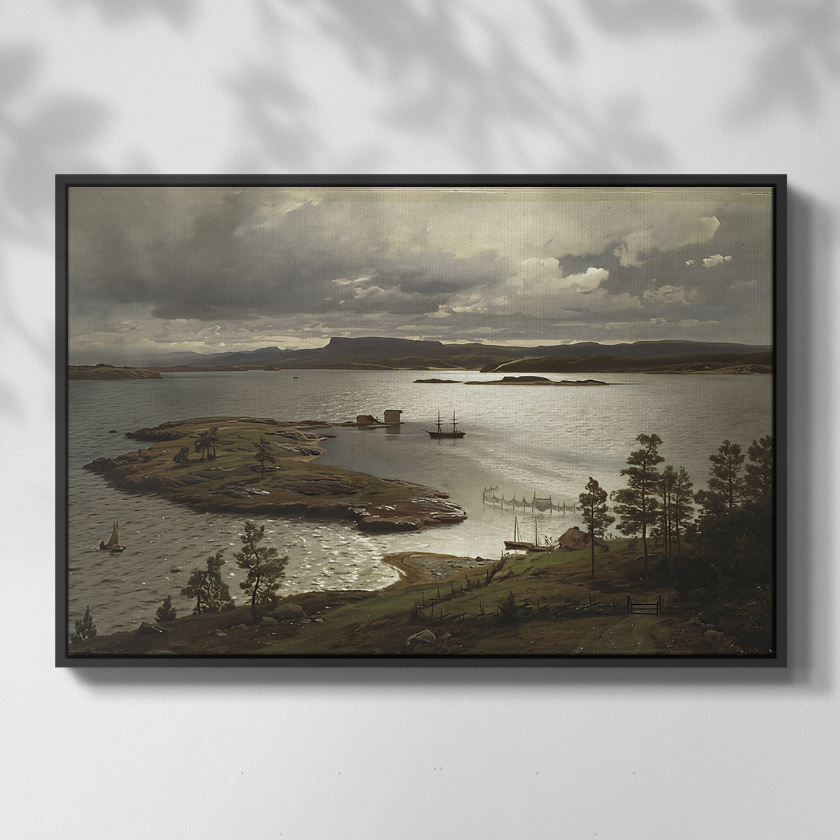 The Fjord at Sandviken (Sandviksfjorden), 1879 - Floater Framed Canvas Print