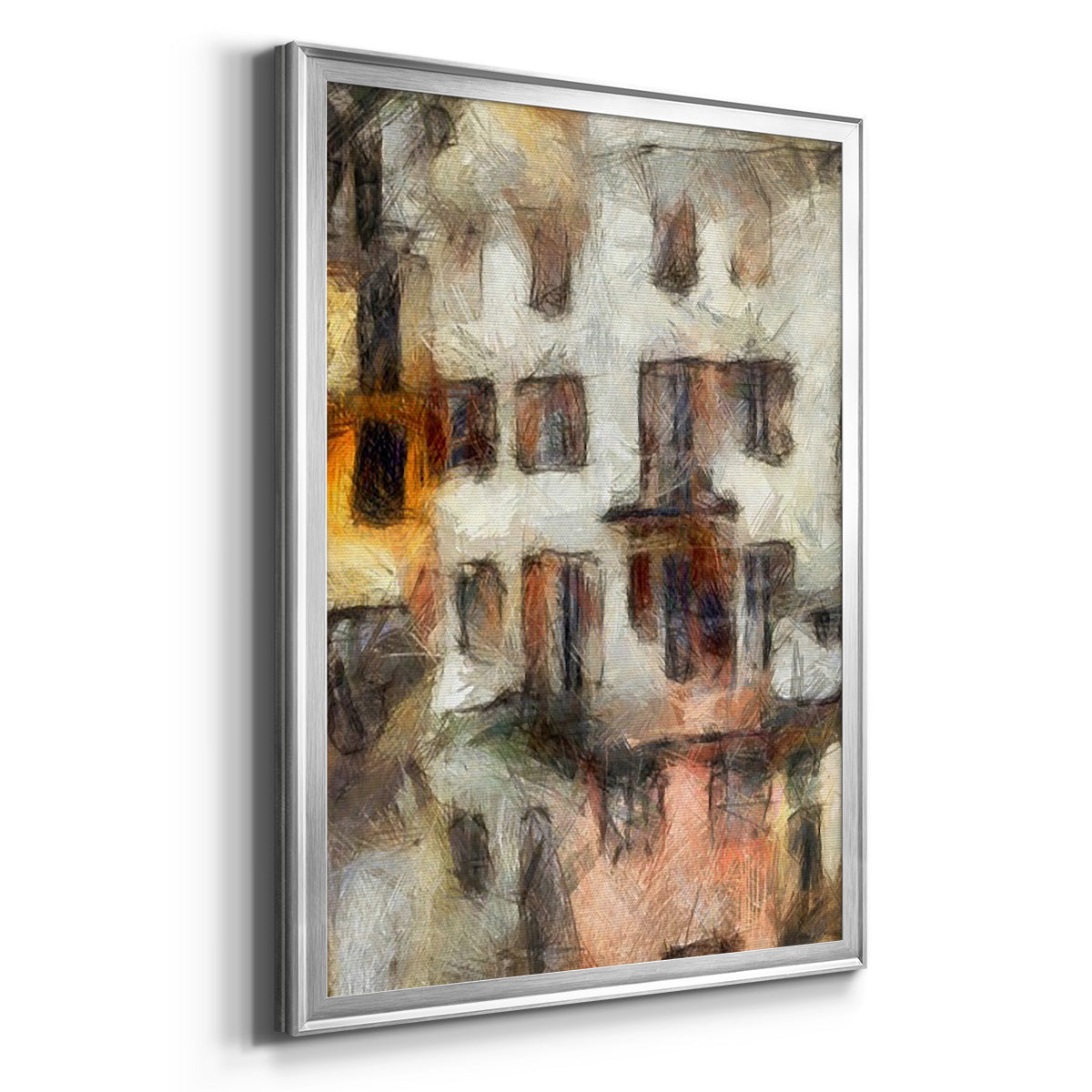 Stacked Houses III - Modern Framed Canvas Print