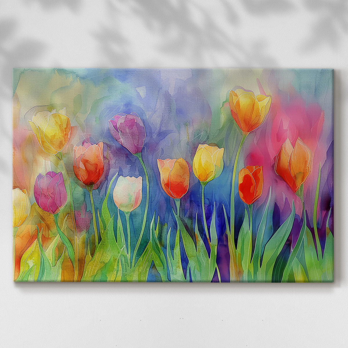 Colorful tulips blooming in a vibrant garden during spring with a dreamy, abstract background