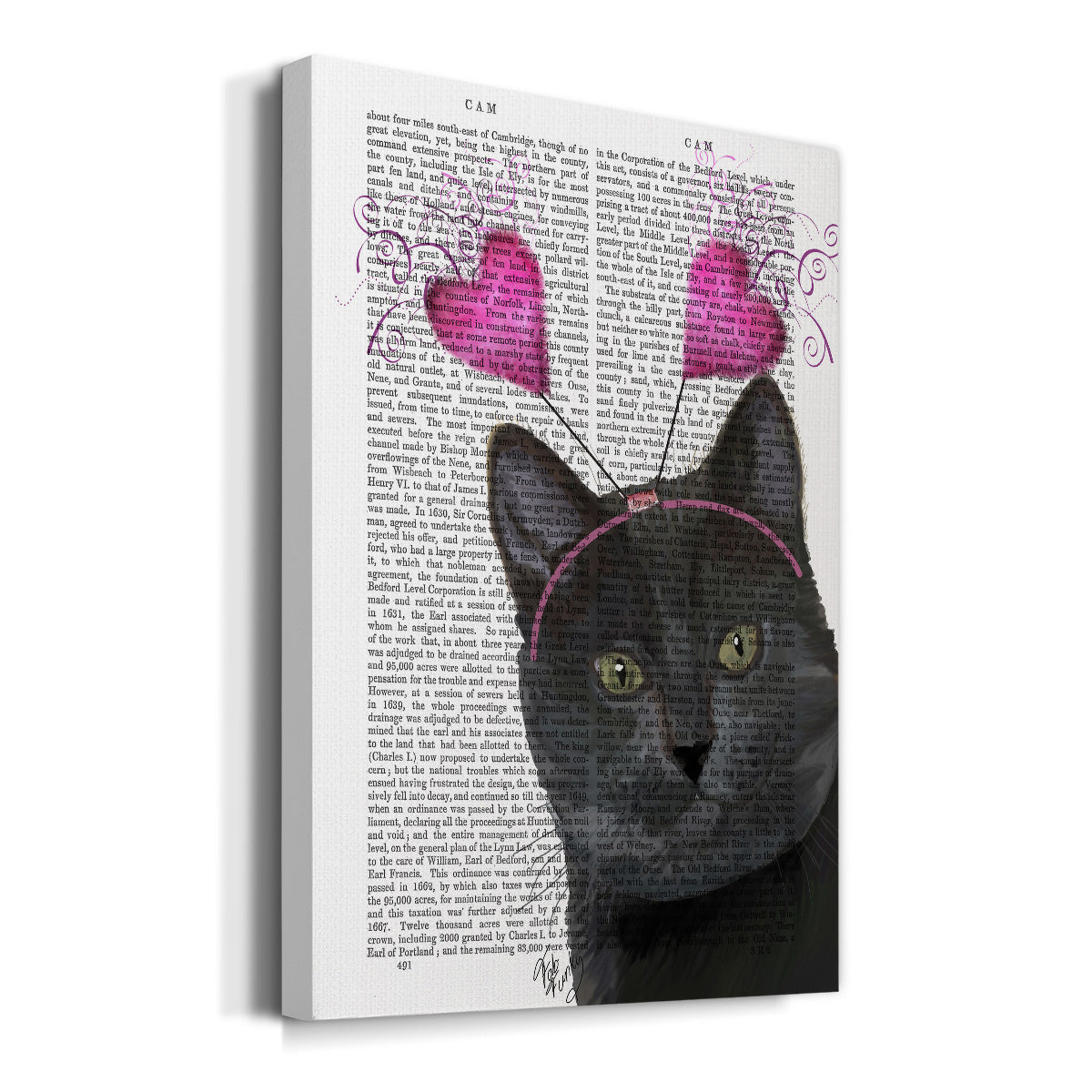 Black Cat Valentines Premium Gallery Wrapped Canvas - Ready to Hang