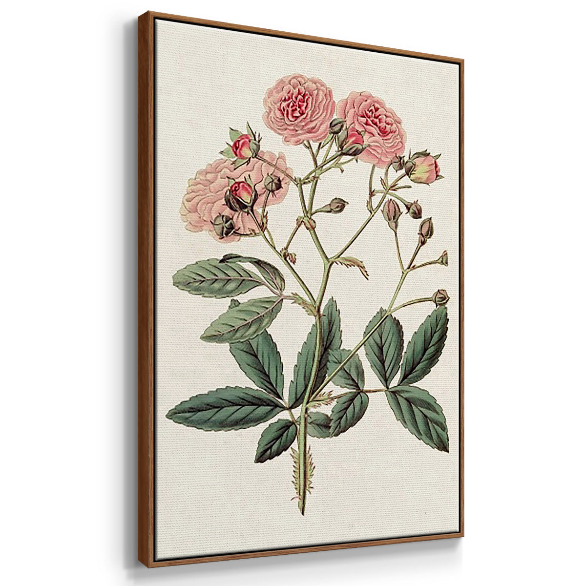 Pink Floral Mix IV - Framed Premium Gallery Wrapped Canvas L Frame 3 Piece Set - Ready to Hang