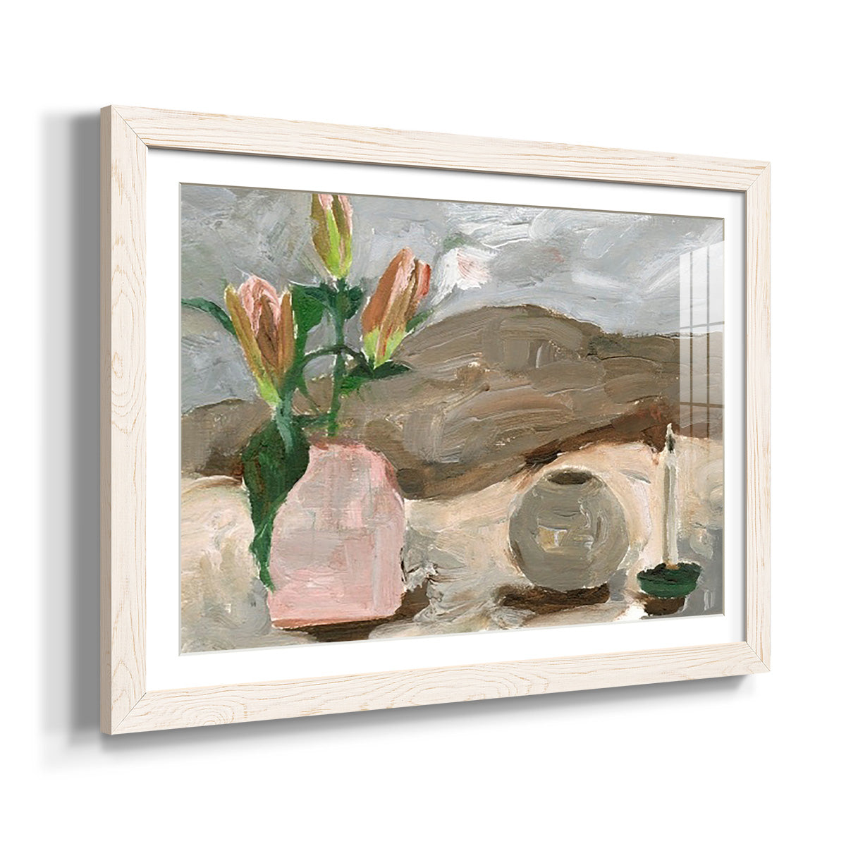 Vase of Pink Flowers V - Barnwood Framed Art Print