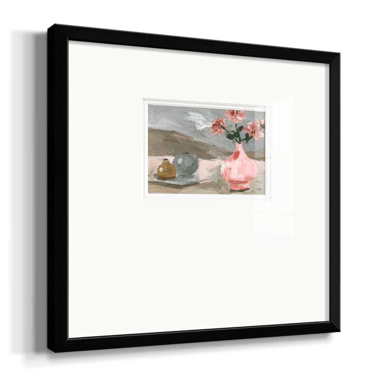 Vase of Pink Flowers VI Premium Framed Print Double Matboard