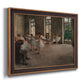 Early impressionist ballet rehearsal painting by Edgar Degas printed on canvas in an ornate bronzed mahogany wood frame.