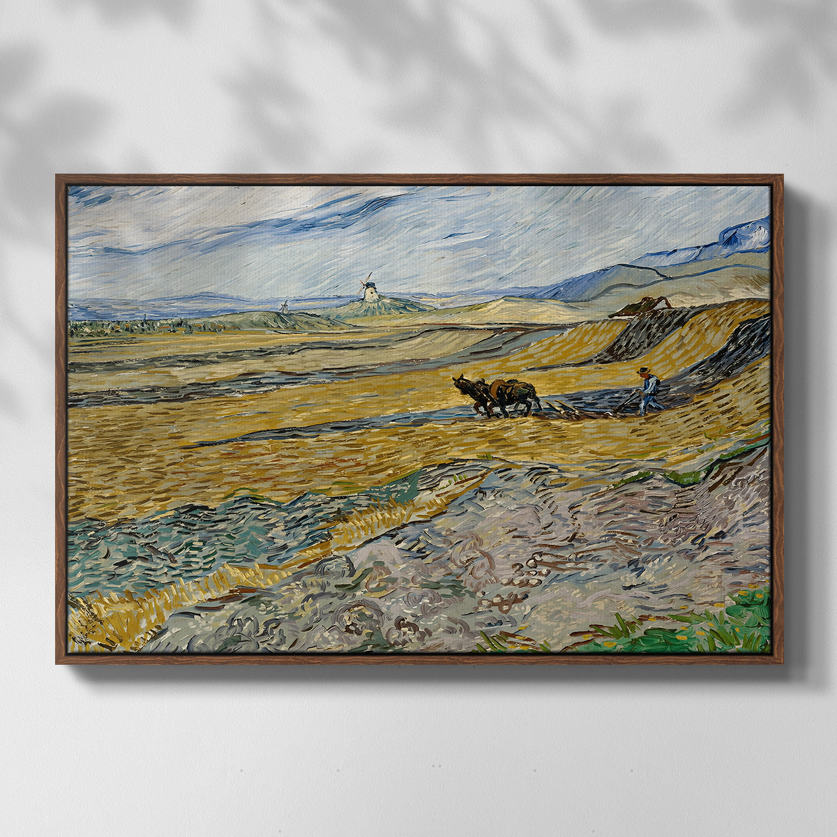 Enclosed Field with Ploughman, 1889 - Floater Framed Canvas Print