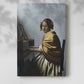 Canvas art print of a musical scene with delicate detail and calm atmosphere with a soft shadow on a white background.