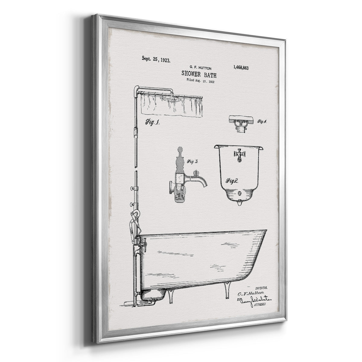 Vintage Bath I - Modern Framed Canvas Print