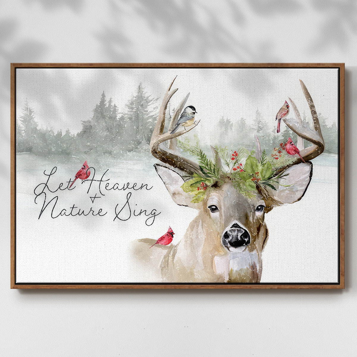 Holiday Deer Collection A - Floater Framed Canvas Print