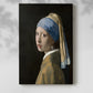 Canvas art print of a close-up figure with dark background and luminous skin tones with a soft shadow on a white background.