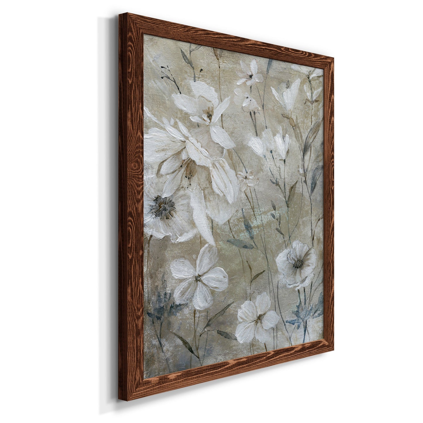 Wildflower Whites - Premium Canvas Framed in Barnwood - Ready to Hang