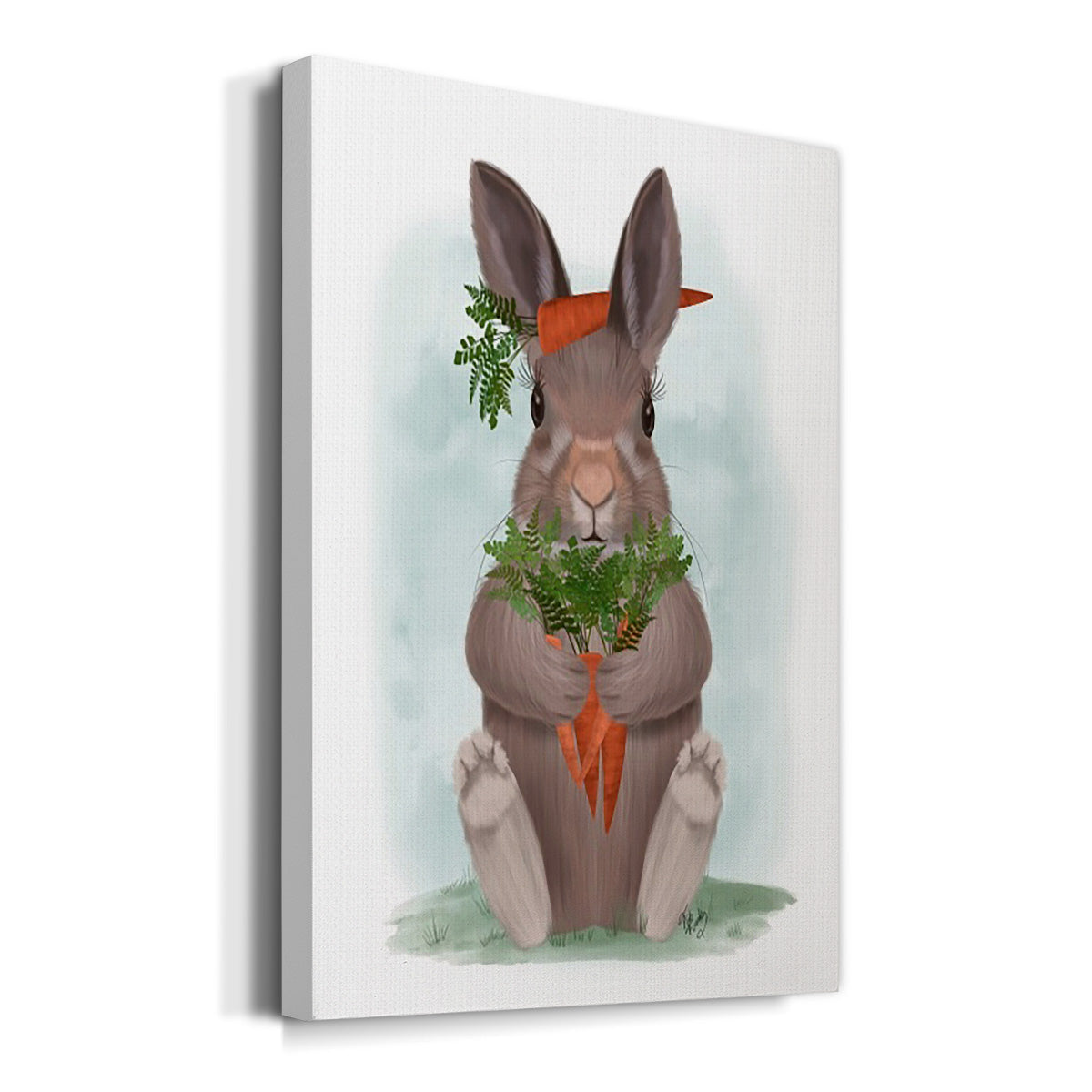 Rabbit Carrot Hug Premium Gallery Wrapped Canvas - Ready to Hang