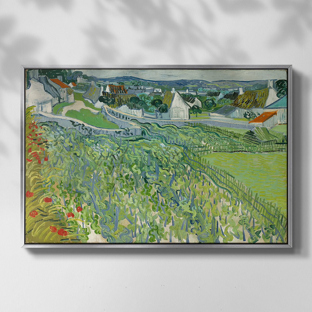 Vineyards at Auvers, 1890 - Floater Framed Canvas Print