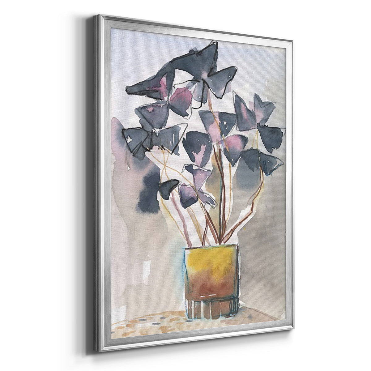 Oxalis in Vase II - Modern Framed Canvas Print