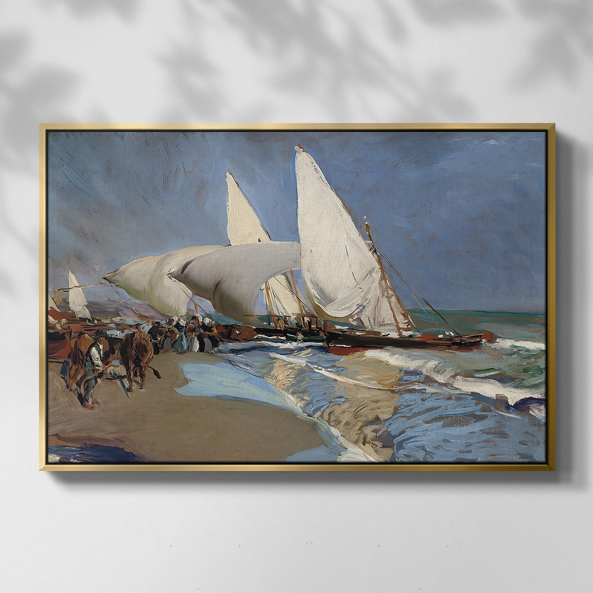The Beach at Valencia, 1908 - Floater Framed Canvas Print