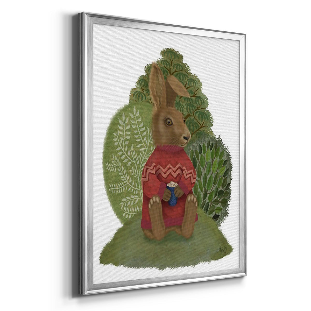 Latte Rabbit in Sweater - Modern Framed Canvas Print