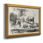 Classical pastoral landscape artwork by Nicolas Berchem printed on canvas in an ornate antique gold frame.