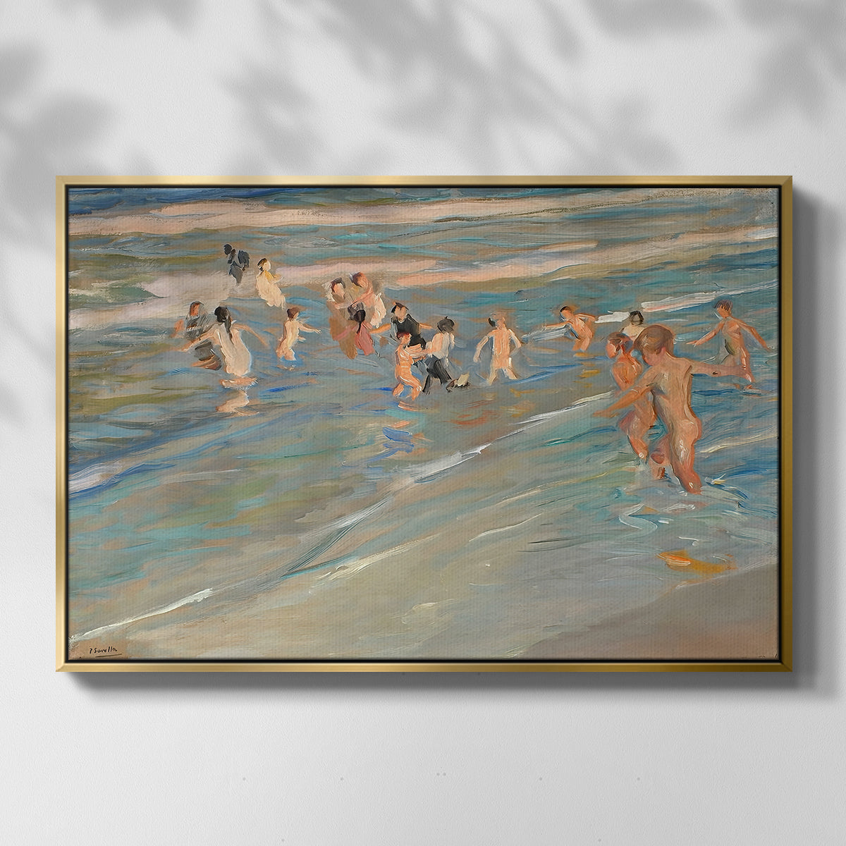 Children Playing on the Beach in Valencia, c. 1908 - Floater Framed Canvas Print