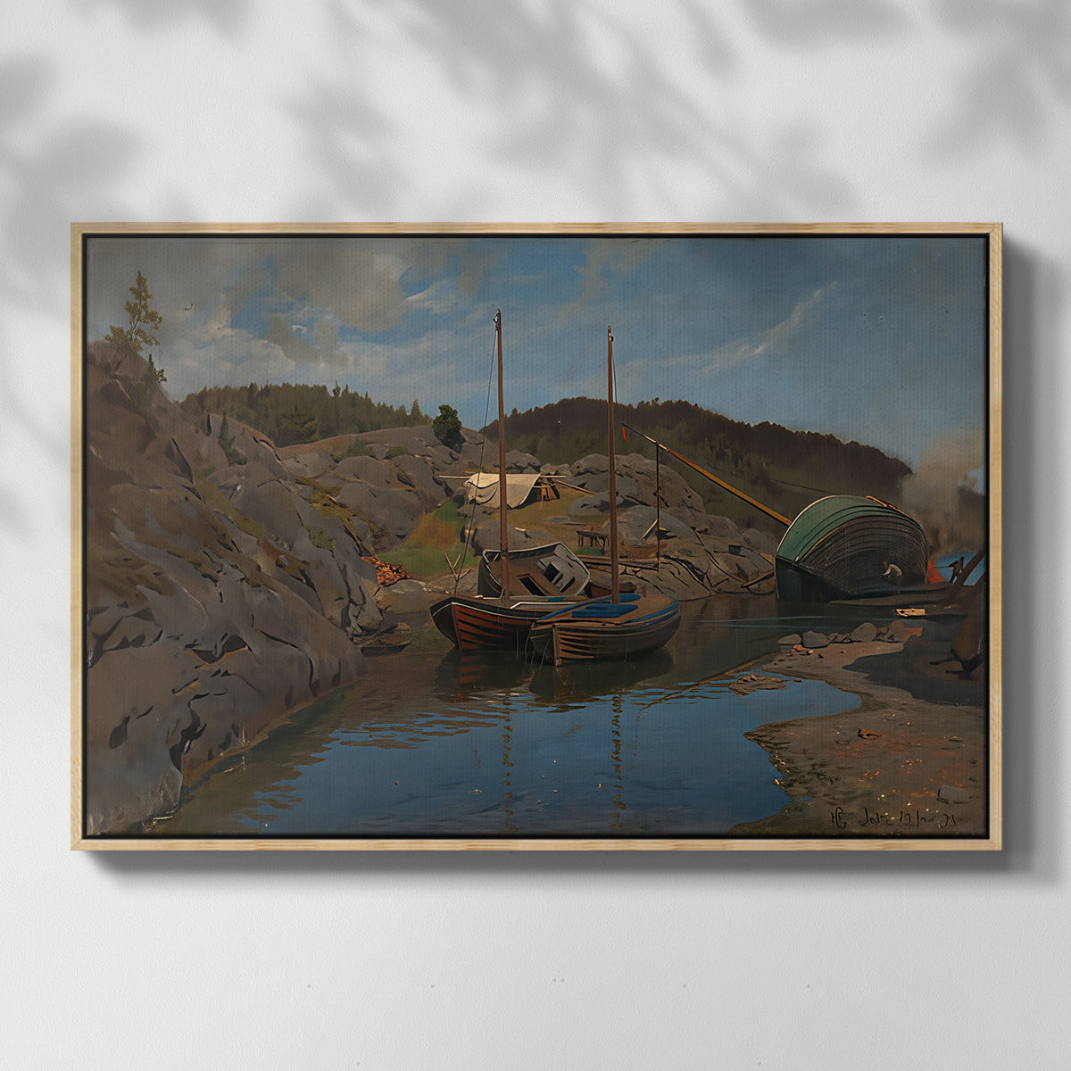 Pilotboats, 1875 - Floater Framed Canvas Print