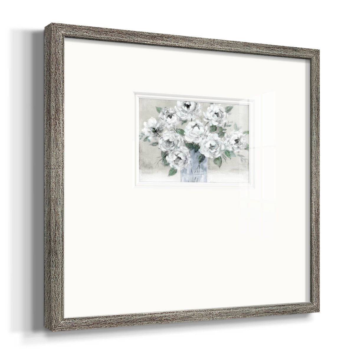 Tender White Roses Premium Framed Print Double Matboard